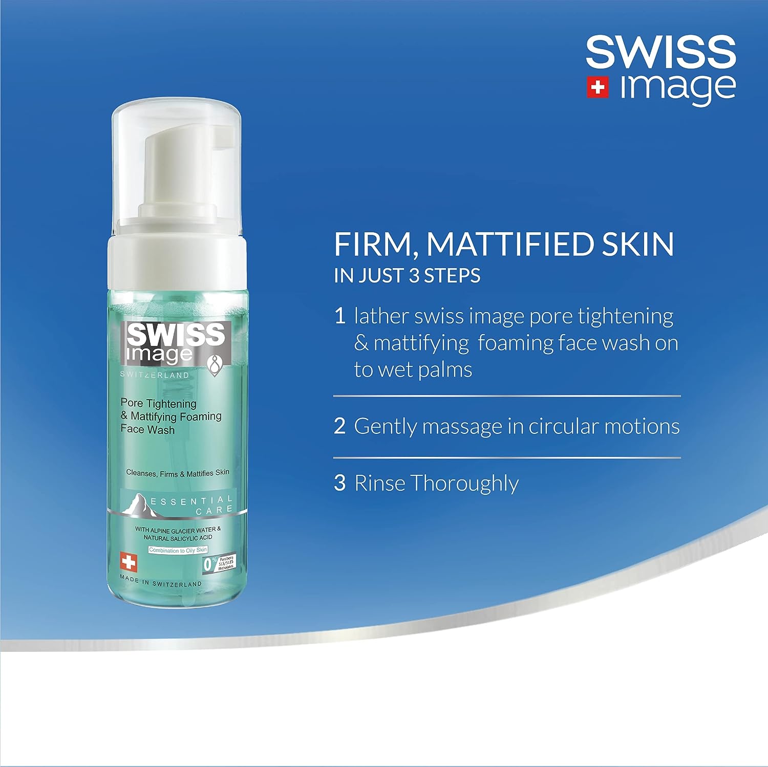 Swiss Image Pore Tightening & Mattifying Foaming Face Wash 150ml, For Combination to Oily Skin, Dermatoligically Tested for Anti Shine & Firming Skin - View 3 of 3