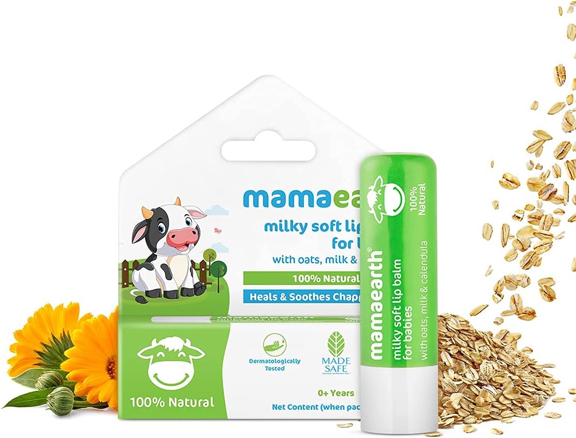 MAMAEARTH Natural Milky Soft Lip Balm for Kids, Babies for 12 Hour Moisturization, with Oats, Milk &amp; Calendula, 4g - Image 3