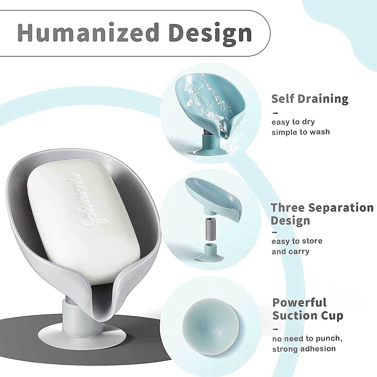 SVH ABS Plastic Soap Stand Holder For Bathroom Kitchen Sink Wall Single Layer With Magic Stickers (Leaf Soap Dish) (Pack Of 1) - View 4 of 5