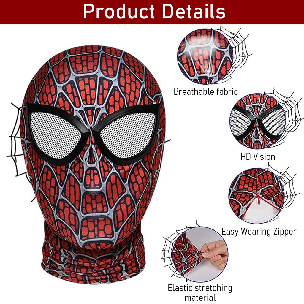 Fancyku® 3D Spider-Man Mask, Spiderman Masks Spider Man Cosplay Costumes Superhero Lenses, Superhero Costume Mask for Adult Kids, Role Play Superhero Masks for Halloween Masquerade Cosplay - View 3 of 4