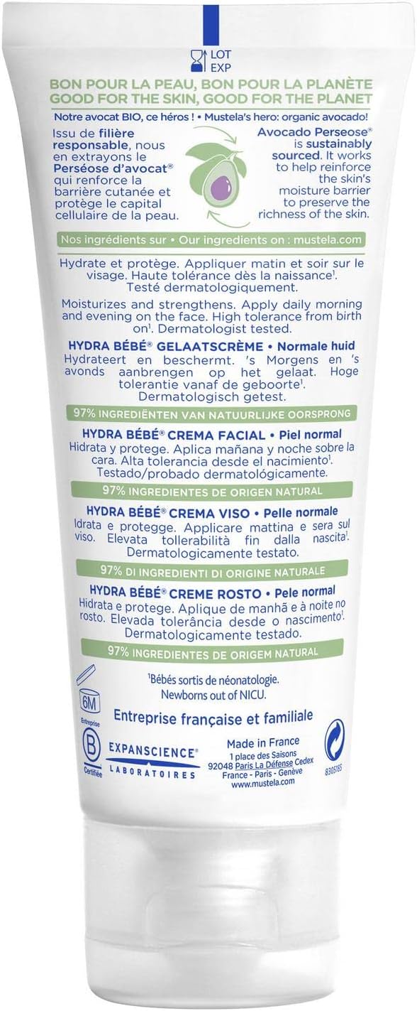 Mustela Hydra Bebe Face Cream – Daily Baby Moisturizer with Natural Avocado- 40ml - View 2 of 6