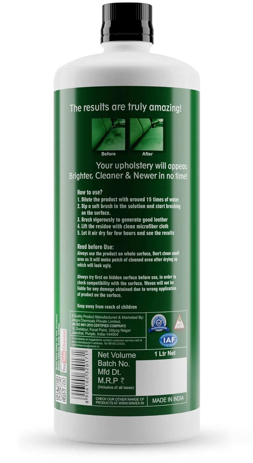 Wavex 1000ml Sofa Cleaner, Carpet Cleaner, Car Interior Cleaner, Car Seat Cleaner Cleaning Concentrate | Includes Premium Cleaning Brush and Microfiber Cloth 40x40cm - View 3 of 5