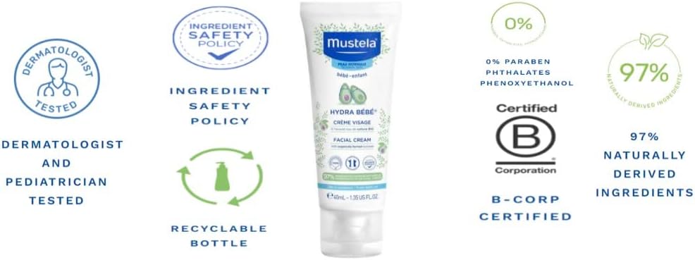 Mustela Hydra Bebe Face Cream – Daily Baby Moisturizer with Natural Avocado- 40ml - View 5 of 6