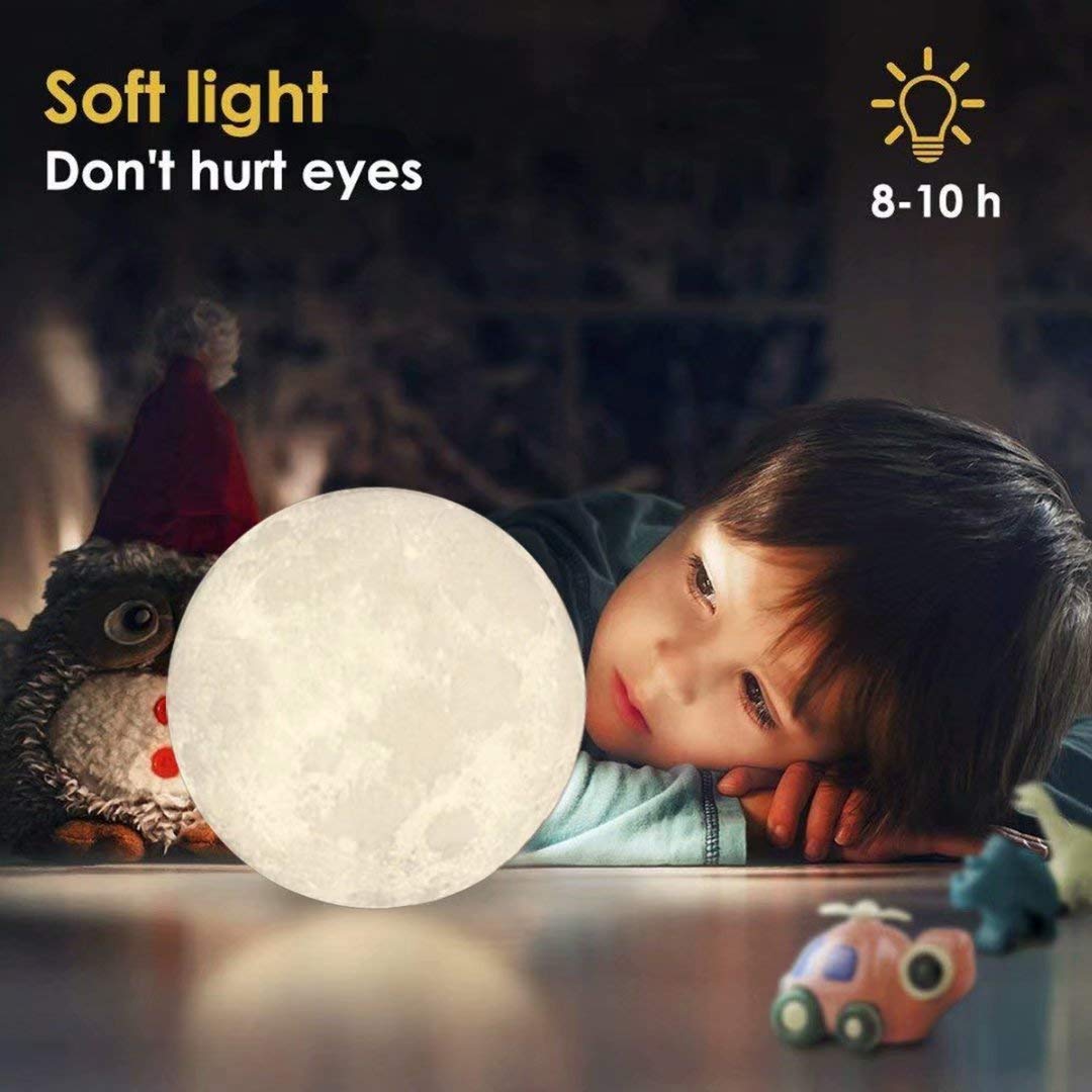 3D Moon Lamp 7 Colour 15 cm Changeable Sensor Moon Night Lamp for Bedroom, Touch Lamp, Moonlight Lamp with Stand &amp; USB for Bedside, Valentine Gifts, Festival Gifts, Corporate Gifts, Wedding Gifts… - View 5 of 5
