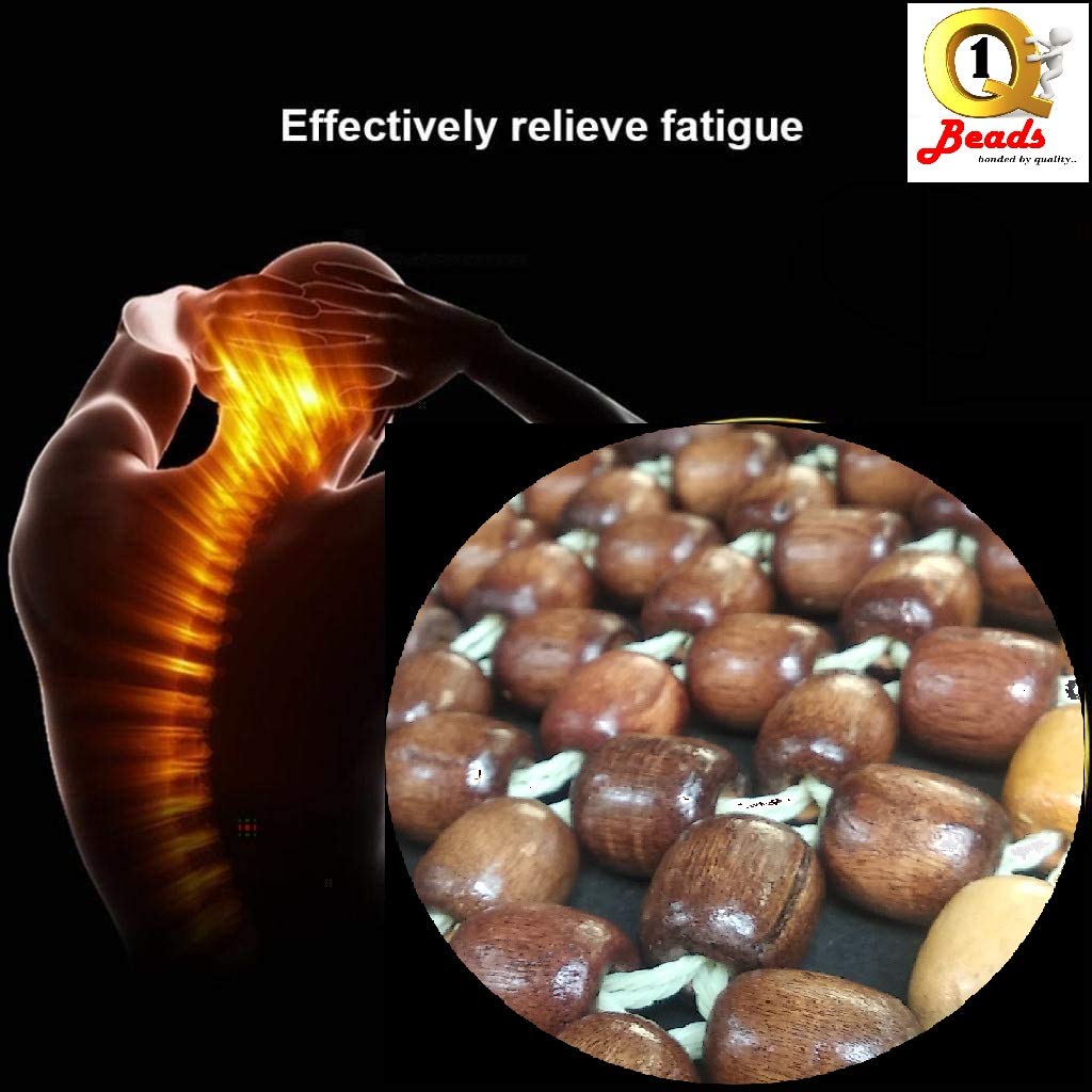 Q1 Beads Wooden Beads Back Rest/Lumbar Support Cushion with Elastic &amp; Belt Suitable for Chair/Car/Sofa/Truck (1 Pc, Brown) - View 2 of 6