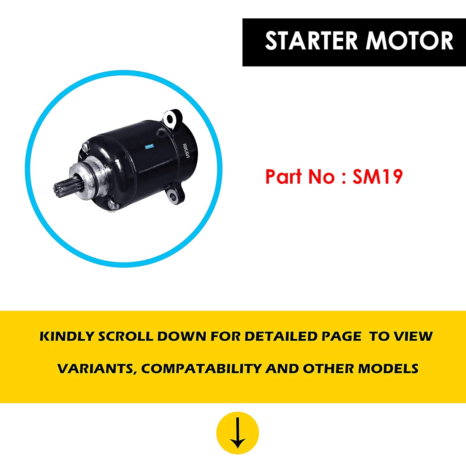 NIKAVI SM19 Self Starter Motor Assembly Compatible for Bajaj Pulsar 135 - View 4 of 4