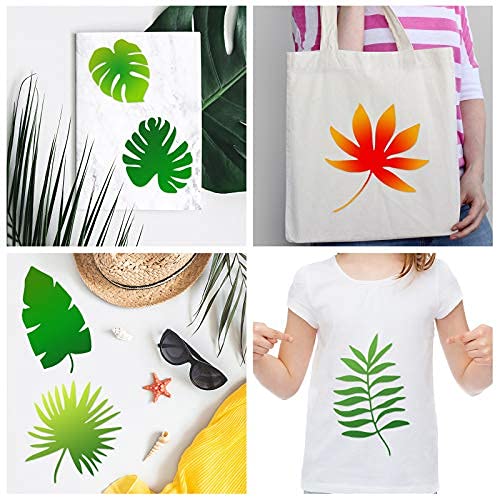 Zonon 12 Pieces Tropical Fern Leaf Painting Stencils Large Reusable Palm Turtle Leaf Wall Stencil Flexible Botanical Leaves Template Set Crafts For Furniture Canvas Wood Plank (4 X 8 Inches) - View 3 of 5