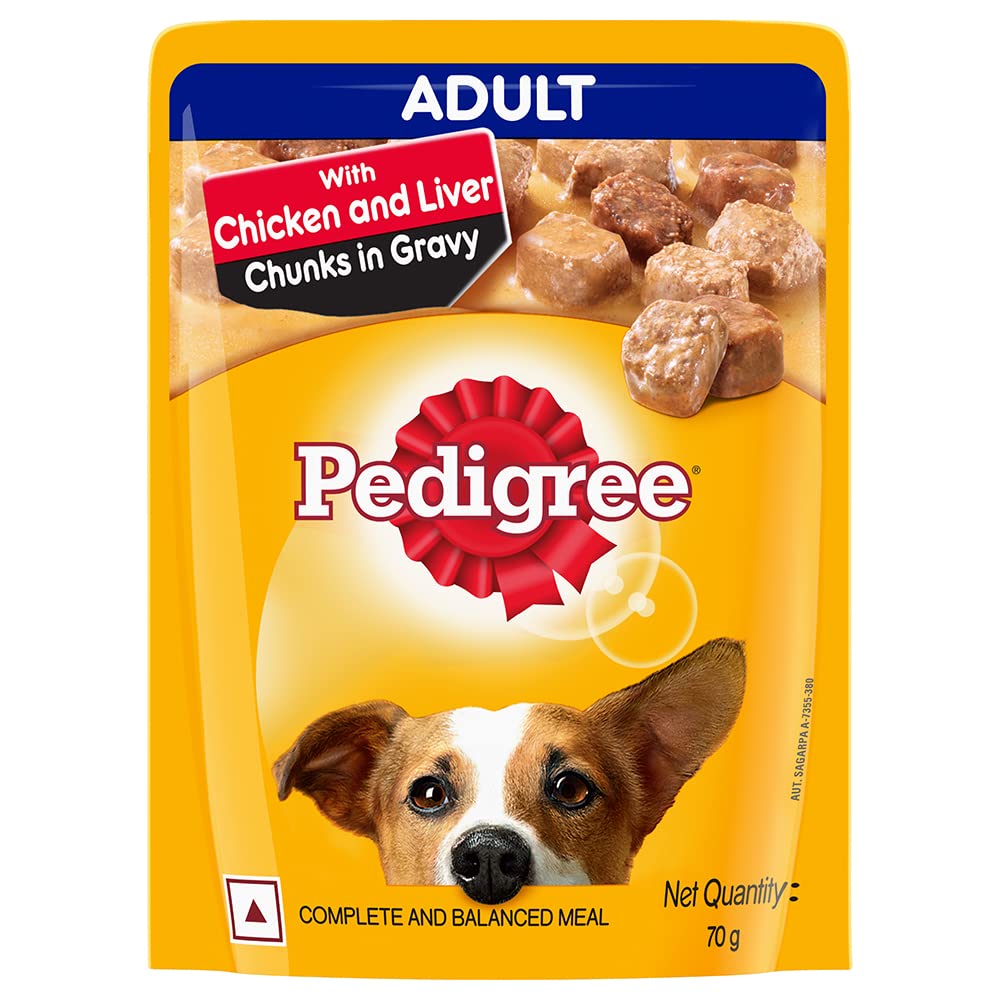 Pedigree Adult Wet Dog Food, Chicken &amp; Liver Chunks in Gravy, 70 g (Pack of 15) - View 2 of 6