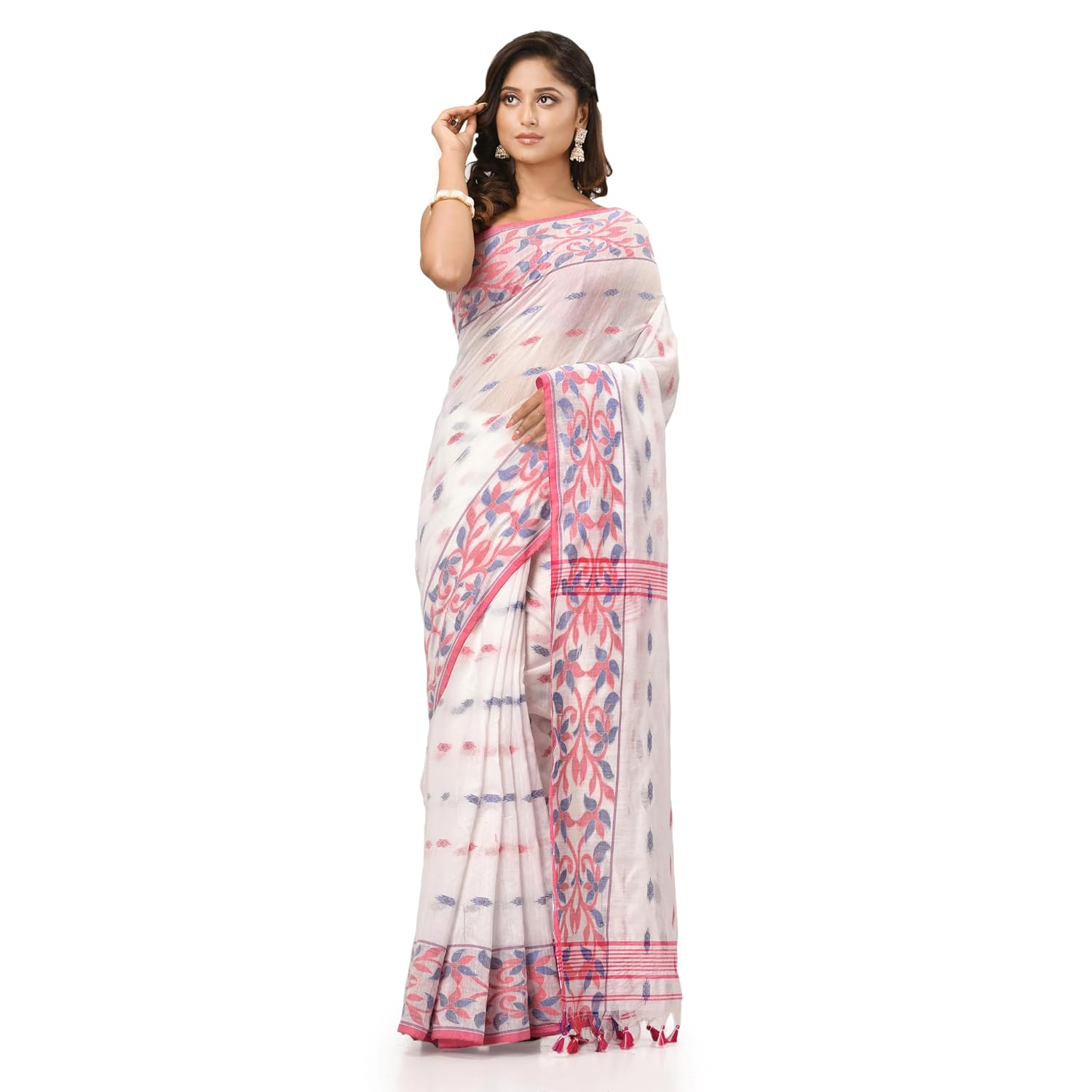 TANTLOOM Women's Cotton Silk Blend Handloom Saree - NAVAPATRIKA Design - With Blouse Piece - View 2 of 6