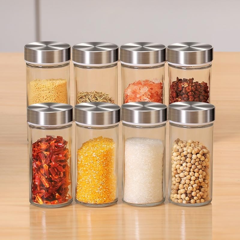 KIRFIZ Revolving Countertop Spice Rack Stainless Steel Seasoning Storage Organization, Rotating Spice Rack Carousel Tower for Kitchen Set of 16 Jars for Kitchen Restaurant Hotel Rotates 360 degree - View 6 of 7