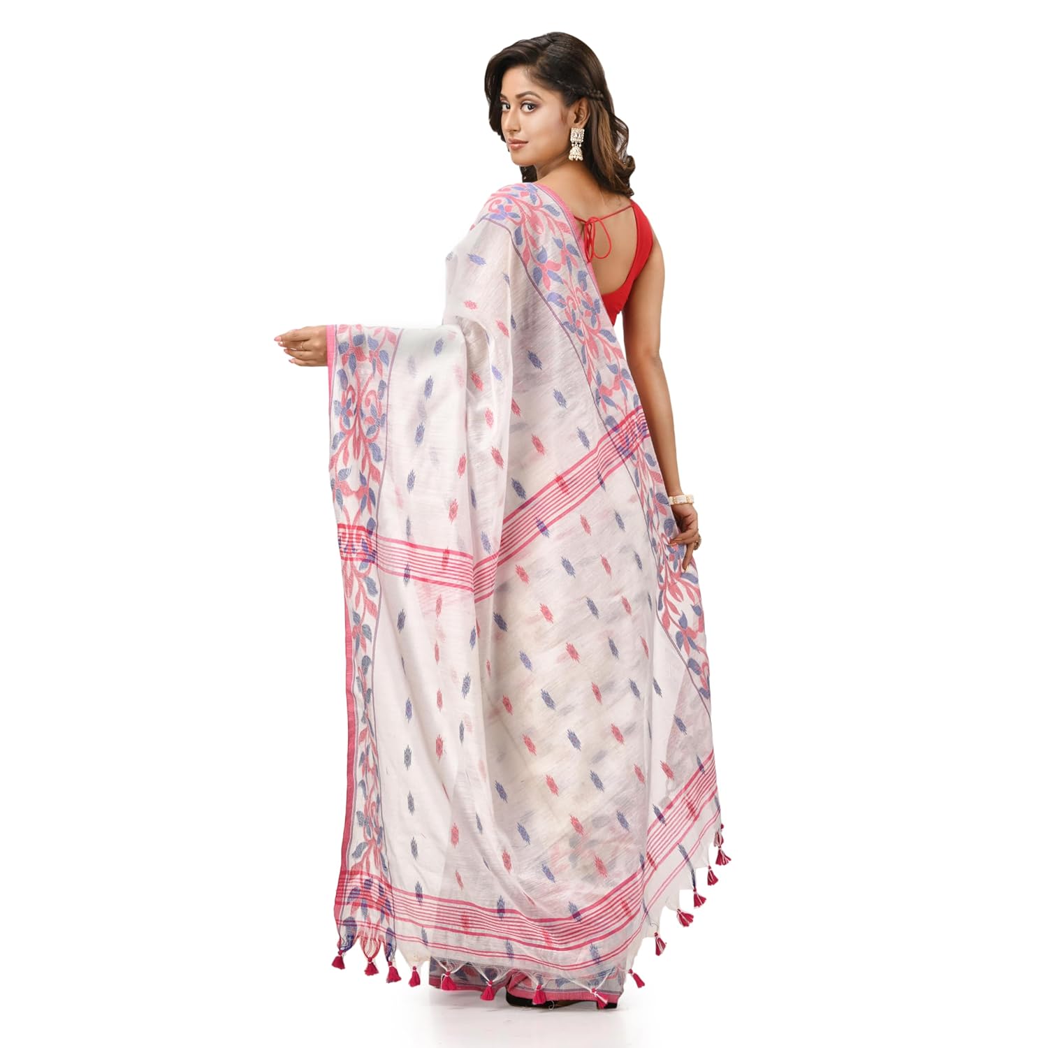 TANTLOOM Women's Cotton Silk Blend Handloom Saree - NAVAPATRIKA Design - With Blouse Piece - View 3 of 6