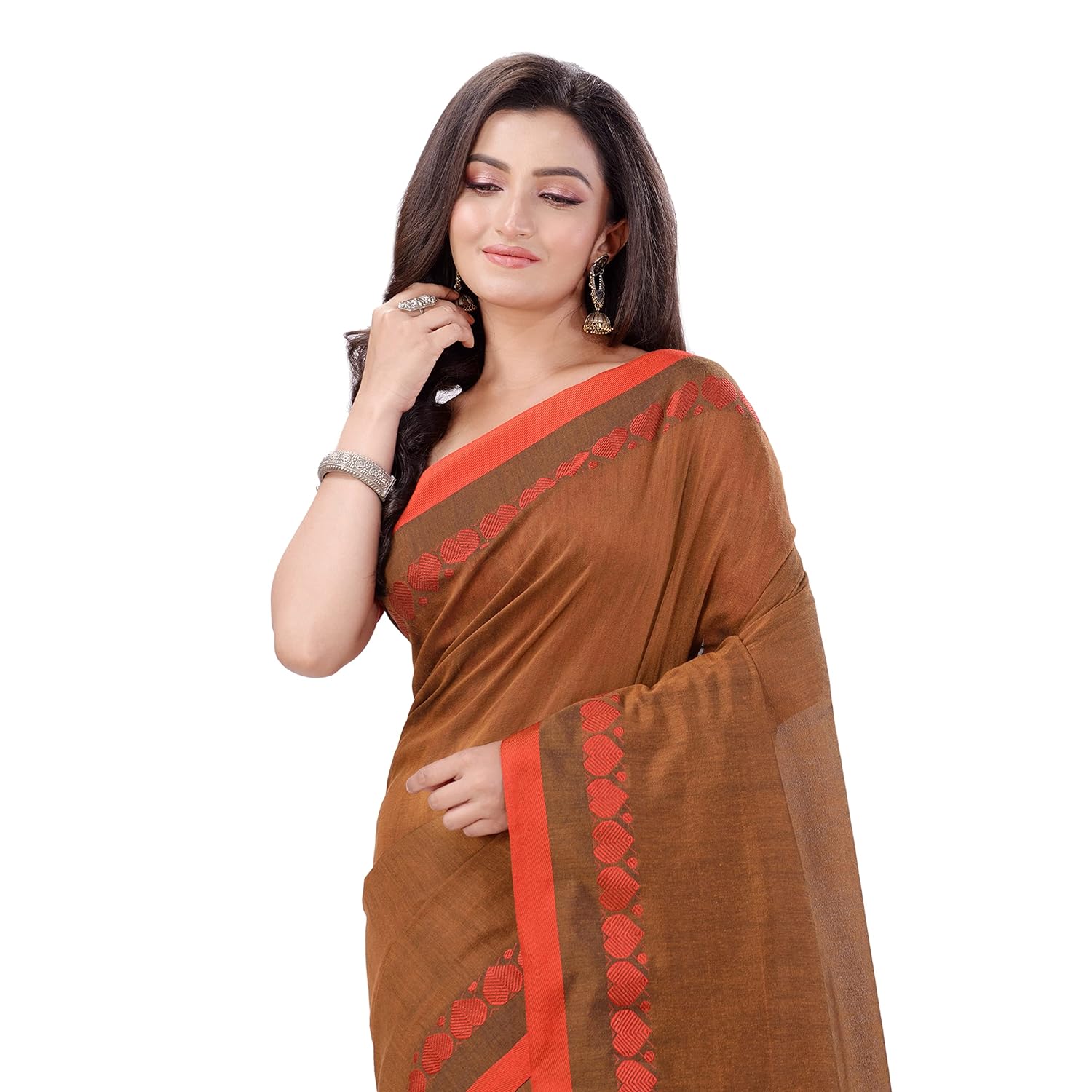 TANTLOOM Tantaloom Women's Traditional Bengali Tant Handloom Cotton Saree Fever of Love Design With Blouse Piece - View 3 of 6
