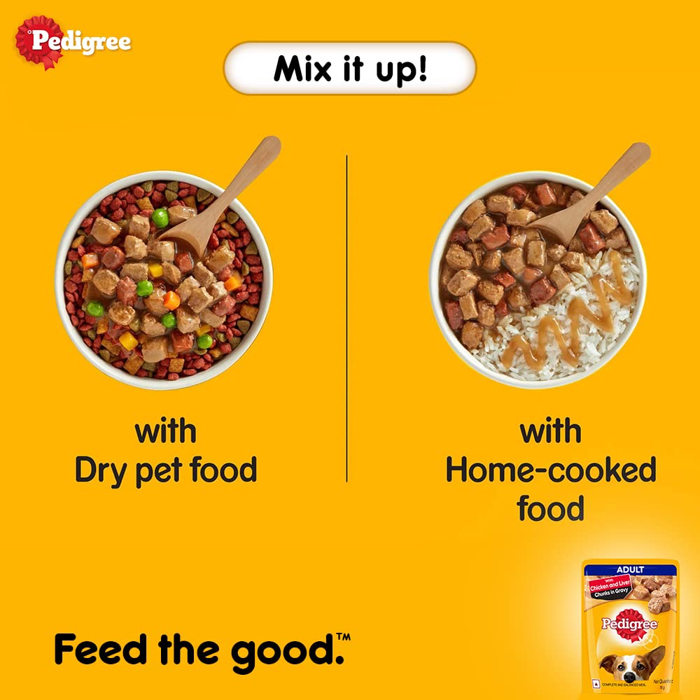 Pedigree Adult Wet Dog Food, Chicken &amp; Liver Chunks in Gravy, 70 g (Pack of 15) - View 4 of 6