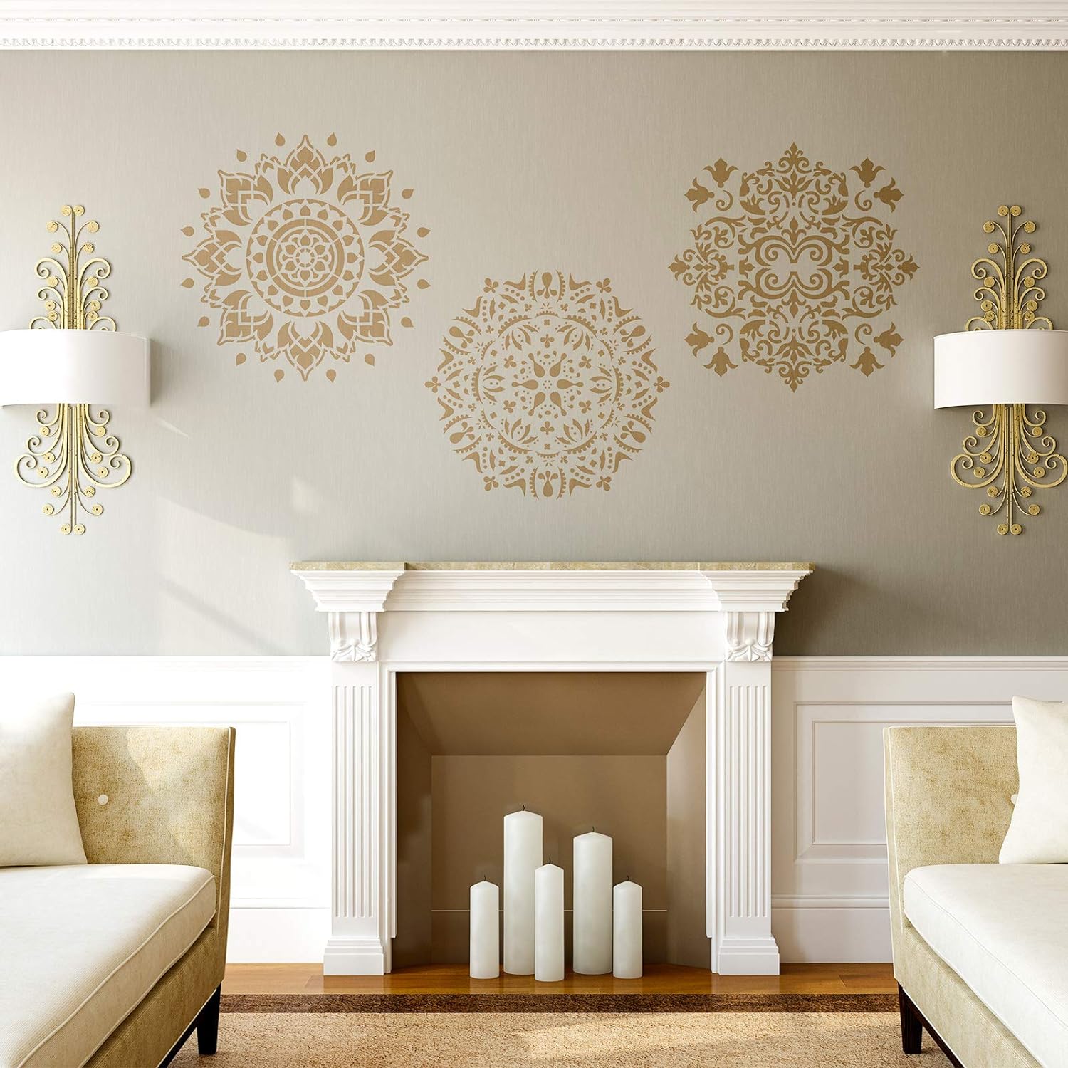 Zonon 12 Pieces Large Reusable Mandala Stencil Painting On Wood Diy Design 12 Inch Templates Scrapbooking Painting For Wall|Furniture|Canvas|Paper|Fabric|Decoration SAM - View 4 of 4