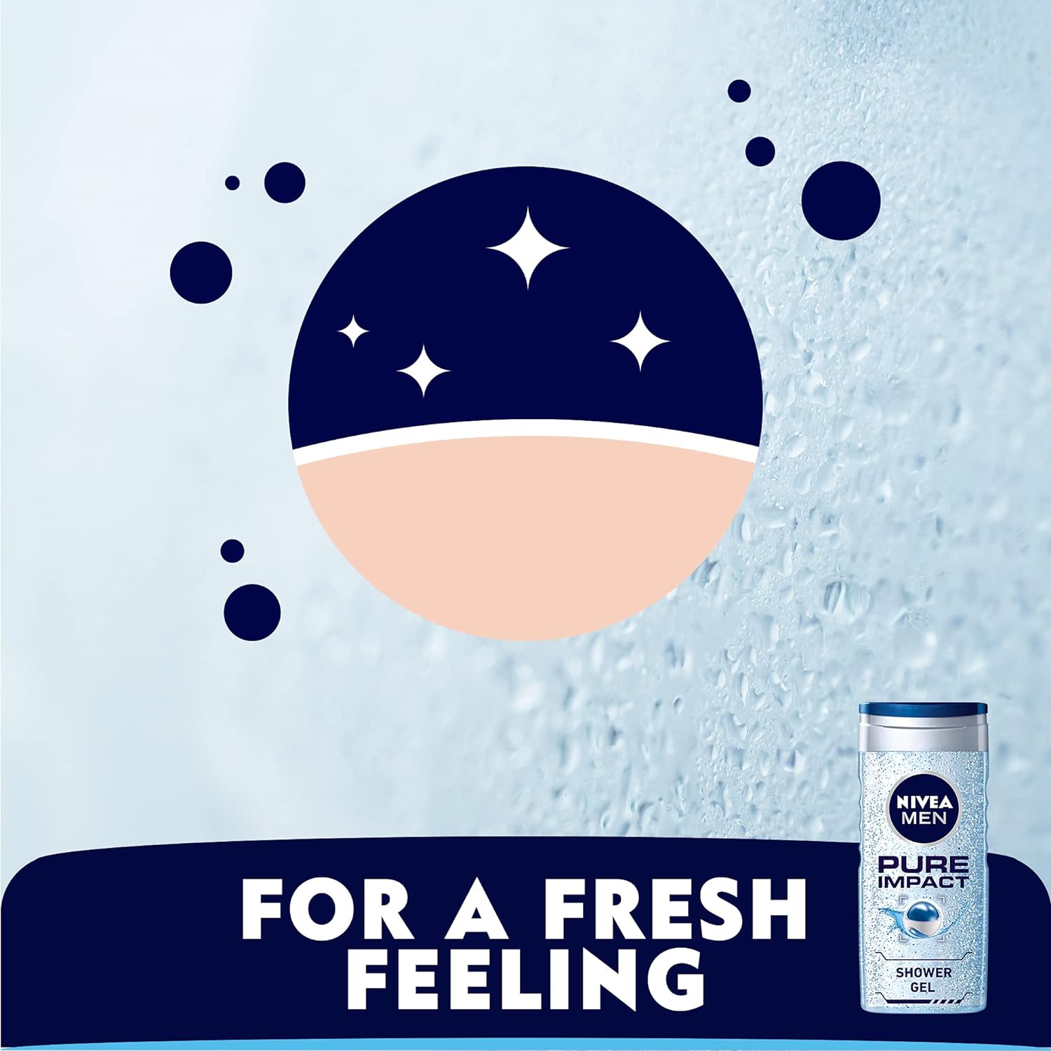 NIVEA MEN 3in1 Shower Gel Body Wash, Pure Impact Fresh Scent, 250ml - View 4 of 5