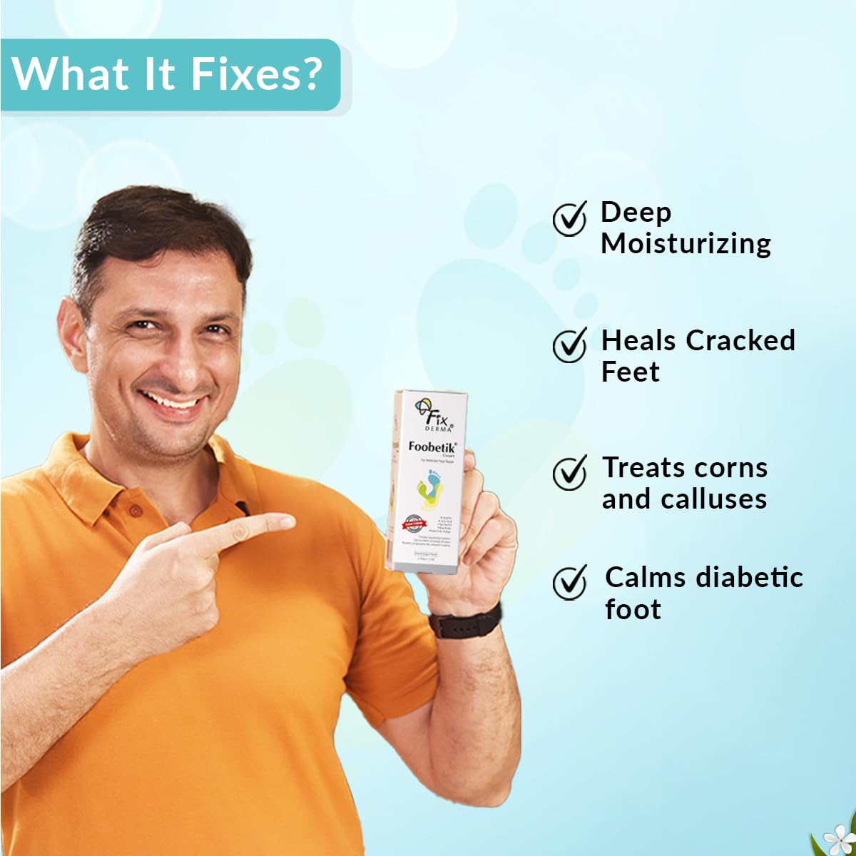 Fixderma Foobetik Cream, Foot cream, Foot care for diabetic, For Dry & Cracked Feet, Moisturizes & Soothes Feet, Heel Repair, For Calloused, or Chapped Skin, Paraben Free - 50g - View 5 of 6