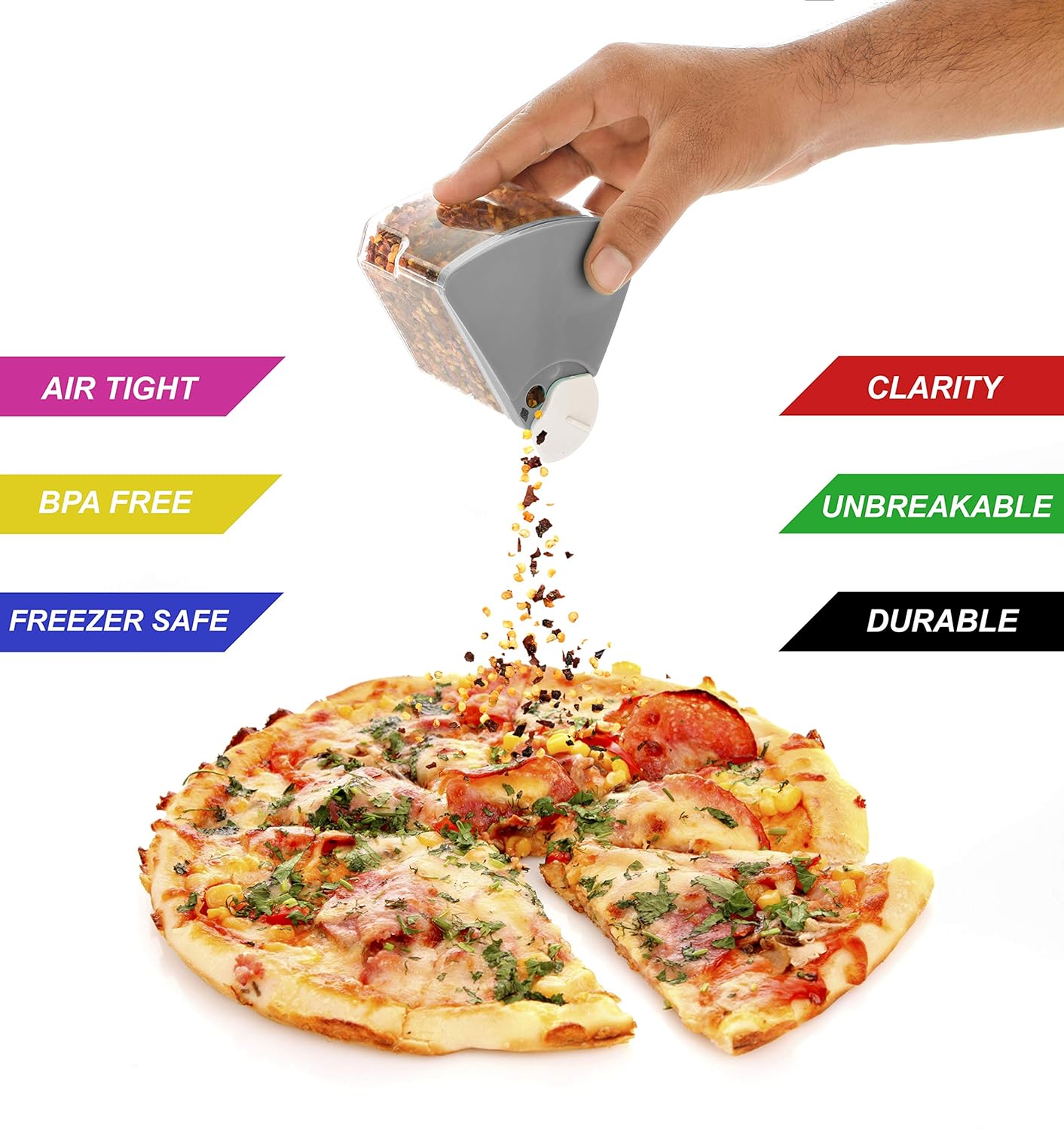 RUSHIL WERE 360° Spice Rack Set of 18 Pieces 3 Layer Spice Set | Masala Box | Masala Container | 300 ml Plastic Grocery Container | Grey - White Combination - View 3 of 6