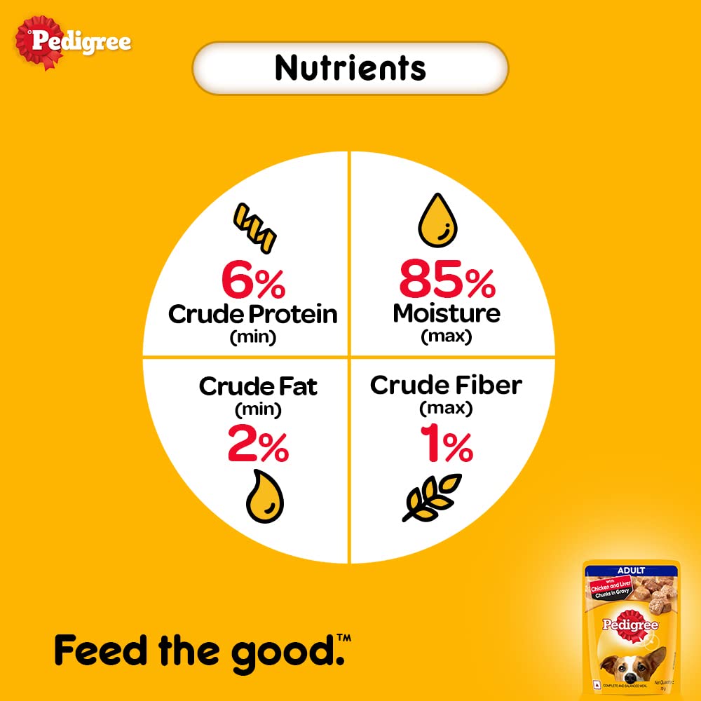 Pedigree Adult Wet Dog Food, Chicken &amp; Liver Chunks in Gravy, 70 g (Pack of 15) - View 6 of 6