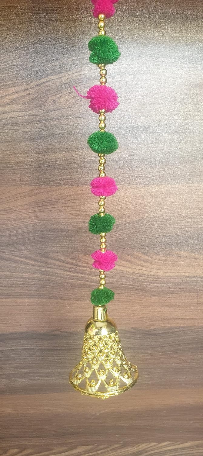 Khadgatta Handicrafts Pom Pom Hanging Latkan for Party, Wedding, Christmas, Home, Main Door Bandarwar Decoration item (Height :- 5FT) (Pack of 4) - View 2 of 4