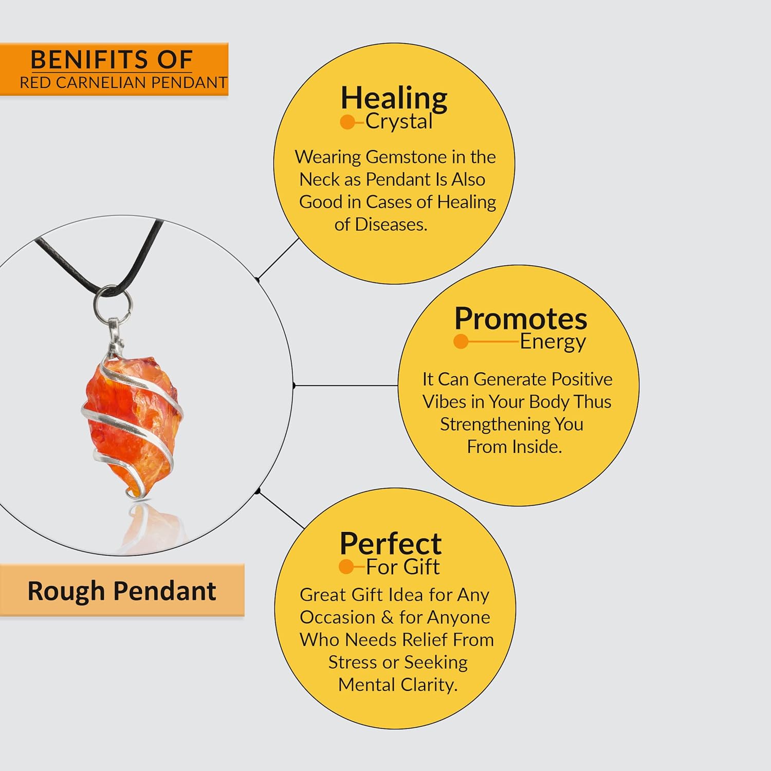 SUBABHIY Crystal Pendant, Healing Crystal Pendant, Unisex Pendant, Crystal Pendant Healing, Chakra Healing Pendant, Crystal Chain Necklace, Crystal Locket (Raw,Rough Crystal) - View 3 of 6