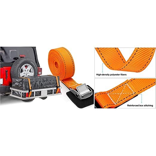 HESHIV Ratchet Tie Down Straps, Securing Strap 500Kg Load Cap/1500Kg Break Strength Capacity 6 Meter, Heavy Duty Truck Padded Cam Lock Buckle Tie Down Lashing Straps Motorcycles, Moving Appliances-1PC - View 2 of 4
