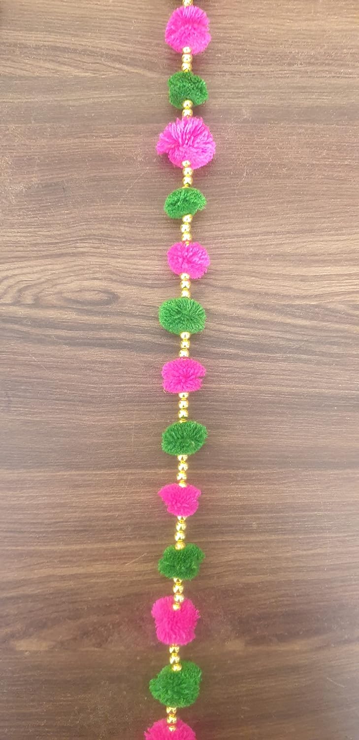 Khadgatta Handicrafts Pom Pom Hanging Latkan for Party, Wedding, Christmas, Home, Main Door Bandarwar Decoration item (Height :- 5FT) (Pack of 4) - View 3 of 4