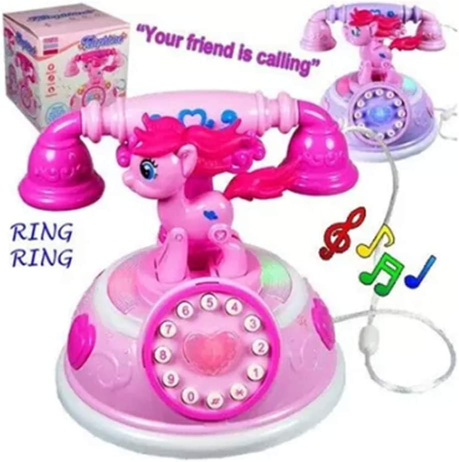myhoodwink® Smart Old-Style Landline Toys Telephone for Kids Phone Small Phone Toy Musical Toys for Kids Smart Light Birthday Gifts for Boys &amp; Girls (Pink Color) - View 3 of 5