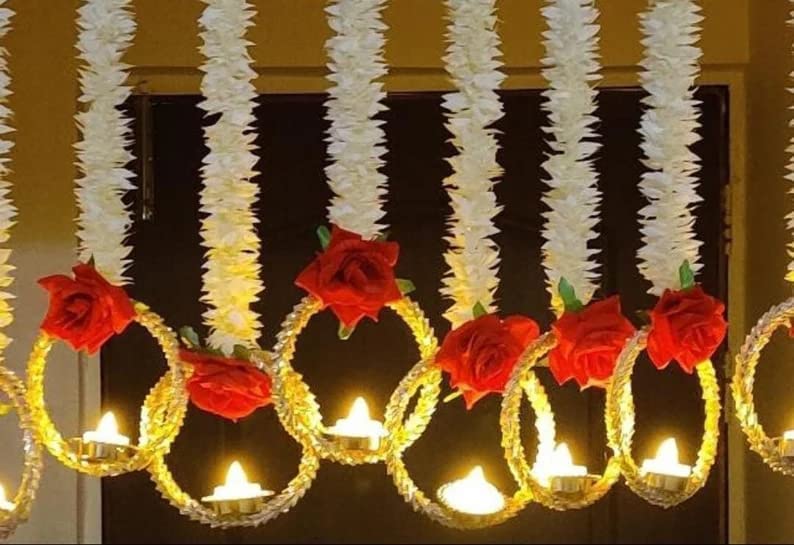 Plastic Set Of 7 Wall Hangings For Home Decoration With Led Tea Lights, Diwali Lights, Home Living Dcor, Handmade Diwali Decoration Psychedelic Wall Hangings (Rose) - Related product