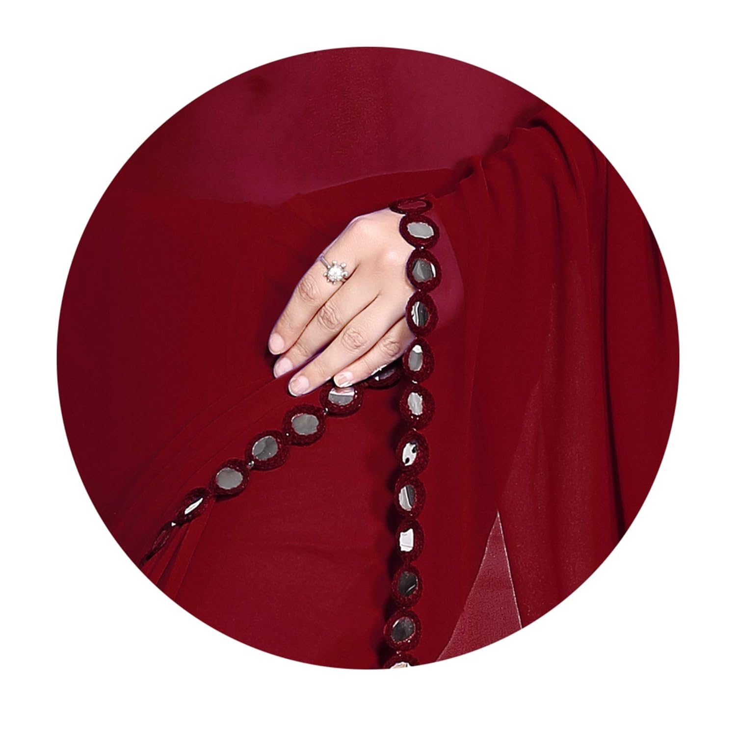 SOURBH Women's Soft Georgette Designer Mirror Border work Plain Saree with Blouse Piece - View 5 of 6