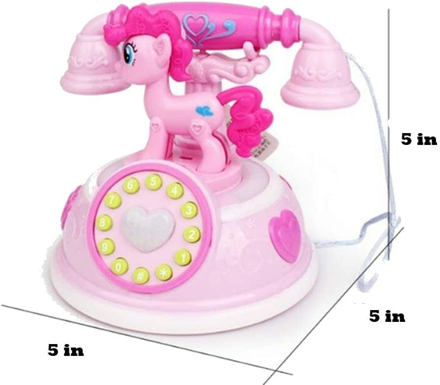 myhoodwink® Smart Old-Style Landline Toys Telephone for Kids Phone Small Phone Toy Musical Toys for Kids Smart Light Birthday Gifts for Boys &amp; Girls (Pink Color) - View 2 of 5