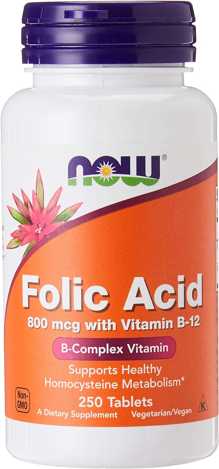 Now Foods Folic Acid 800 mcg With B12 Tablets - 250