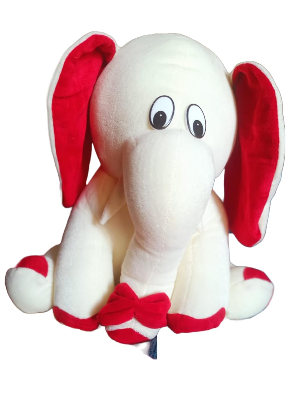 Madhuri Enterprises Elephant Soft Toy for Kids Lovable Huggable for Birthday, Babies &amp; Children - 40 cm (White &amp; Red) - View 4 of 4