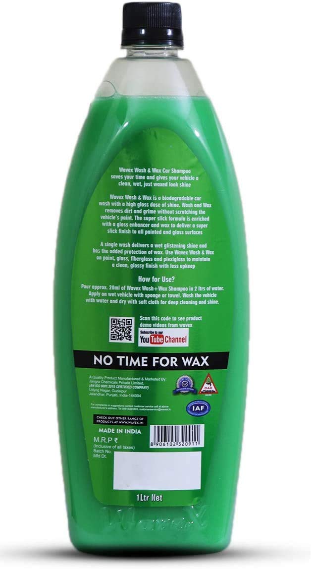 Wavex Car Shampoo Wash and Wax 1L pH Neutral Gives Wet Look Shine, Buttery Smooth Feel - Leaves No Water Spots - View 2 of 2