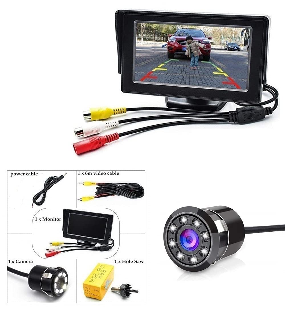 Auto_Smart_Look Combo 4.3 Dashboard TFT LCD Screen Rear View Monitor with 8 LED Night Vision Car Reverse Camera for Maruti Swift - View 6 of 7