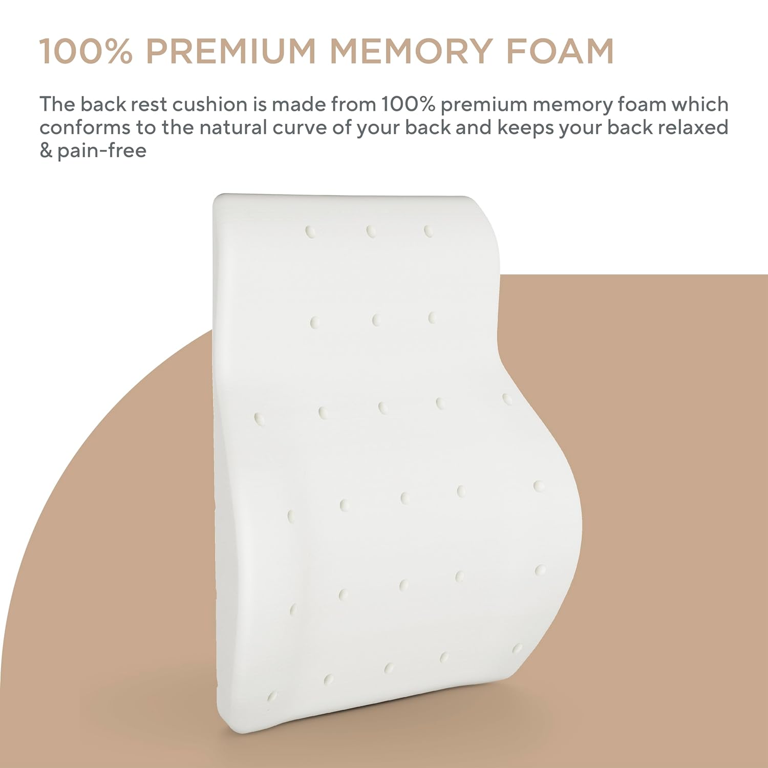 FOVERA Large Back Support for Chair & Car Seat, Orthopedic Lumbar Support Memory Foam Backrest Cushion - Designed for Back Pain Relief - Back Pillow for Comfortable Sitting (Mesh Black) - View 4 of 5