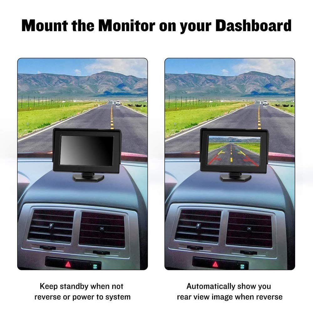 Auto_Smart_Look Combo 4.3 Dashboard TFT LCD Screen Rear View Monitor with 8 LED Night Vision Car Reverse Camera for Maruti Swift - View 2 of 7