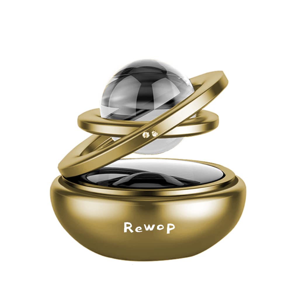 Rewop Solar Powered Metal Double Ring with Crystal Rotating Car Solar Interior Dashboard Accessories (Gold) - Shop at Colombo Mall