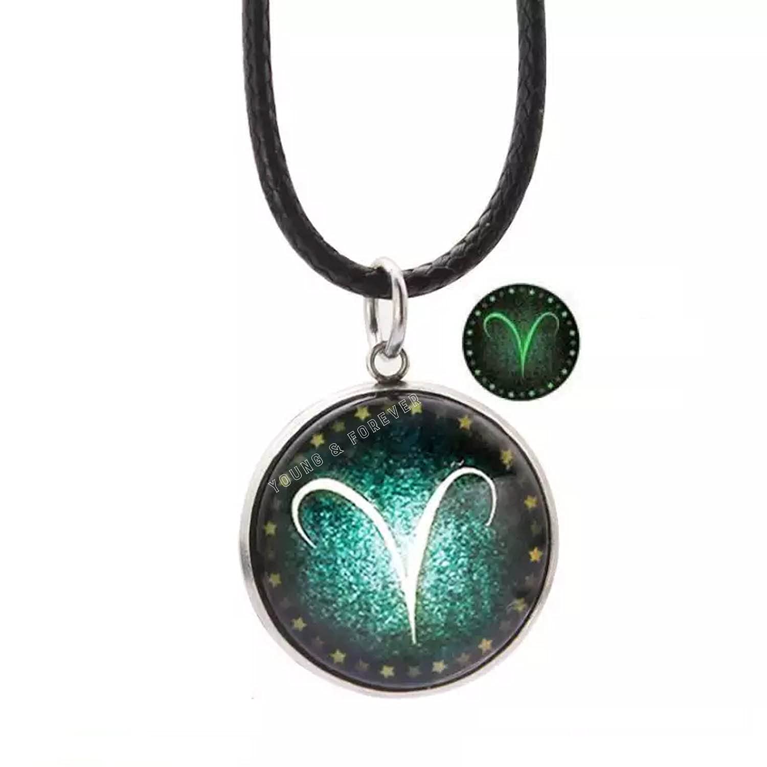 Young &amp; Forever Valentine Gift Constellation Luminious Glow in the Dark Necklace Zodiac Pendant Necklace Jewelry Fashion Horoscope Sign Astrology Zodiac Star Necklace - Related product