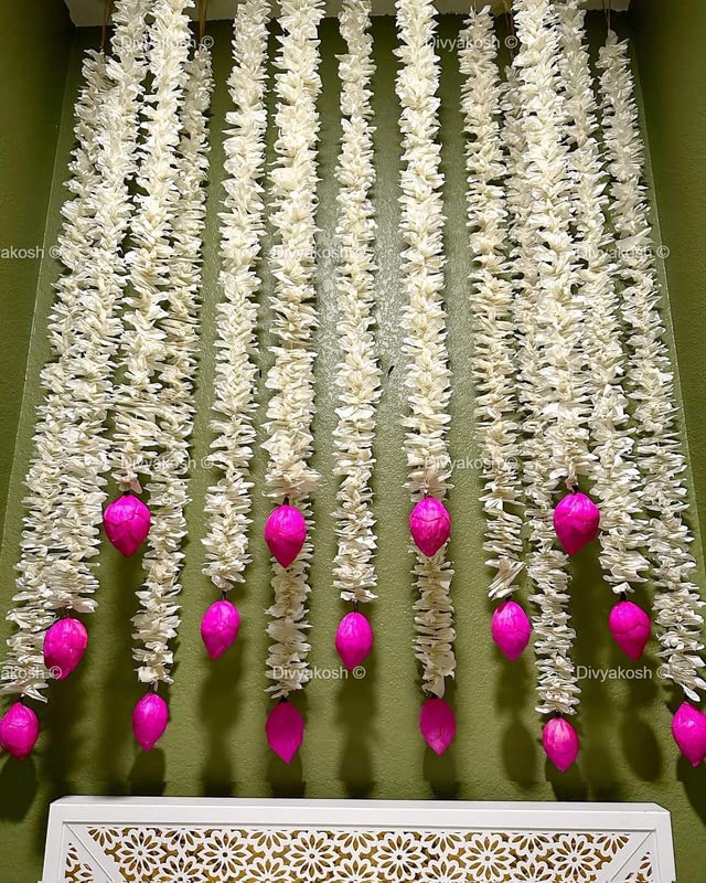 Divyakosh Lotus Hanging 7 Pcs|Floral Wall Hangings for Temple décor -showpieces for Stage Decor|Handmade Wall Decoration Hanging for Home Decor,Diwali &amp; All Festival Décor| 40 inch Each| - Related product
