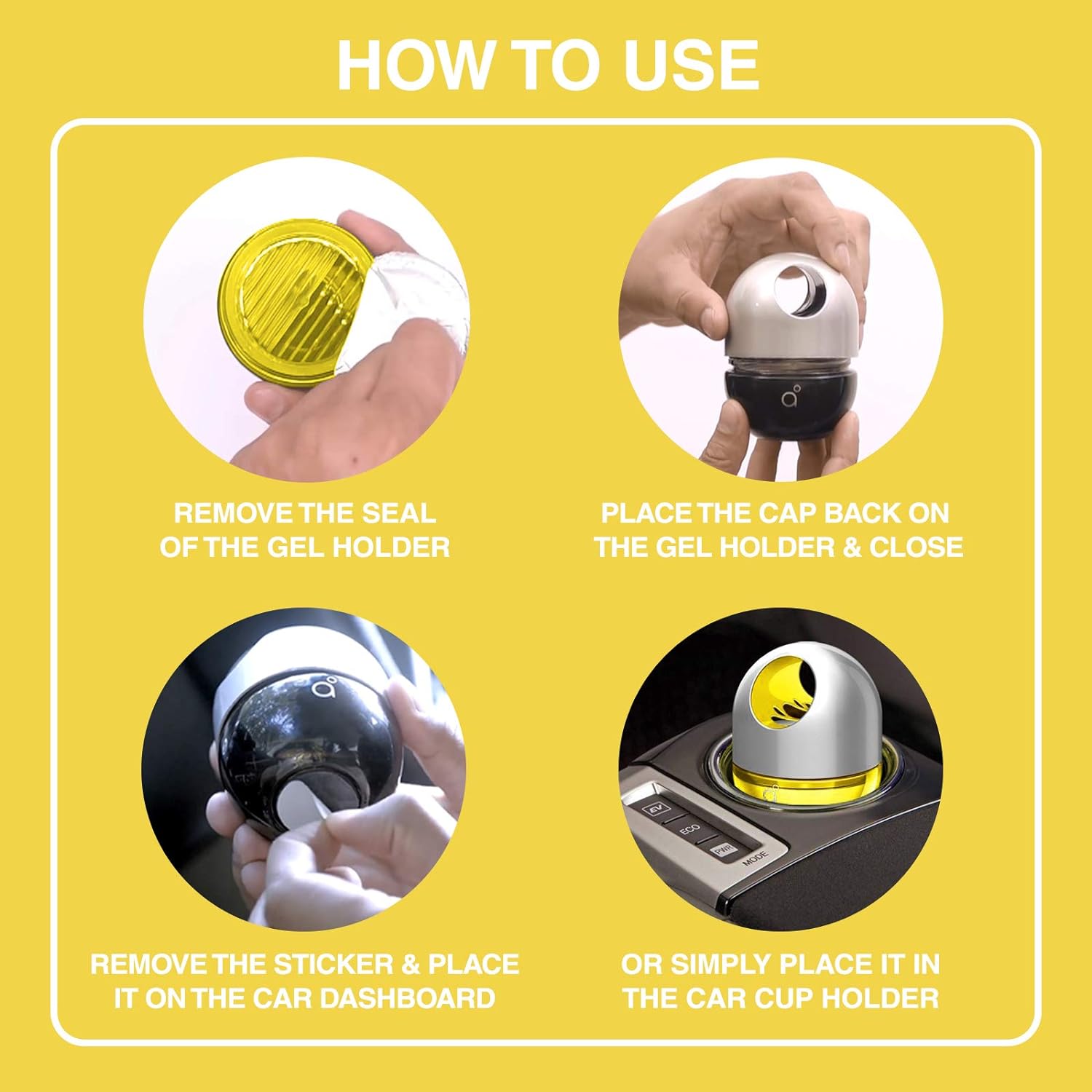 Godrej aer Twist|Long-Lasting,Spill-Proof Car Freshener|Sunny Citrus Blast (45G),Gel - View 3 of 6