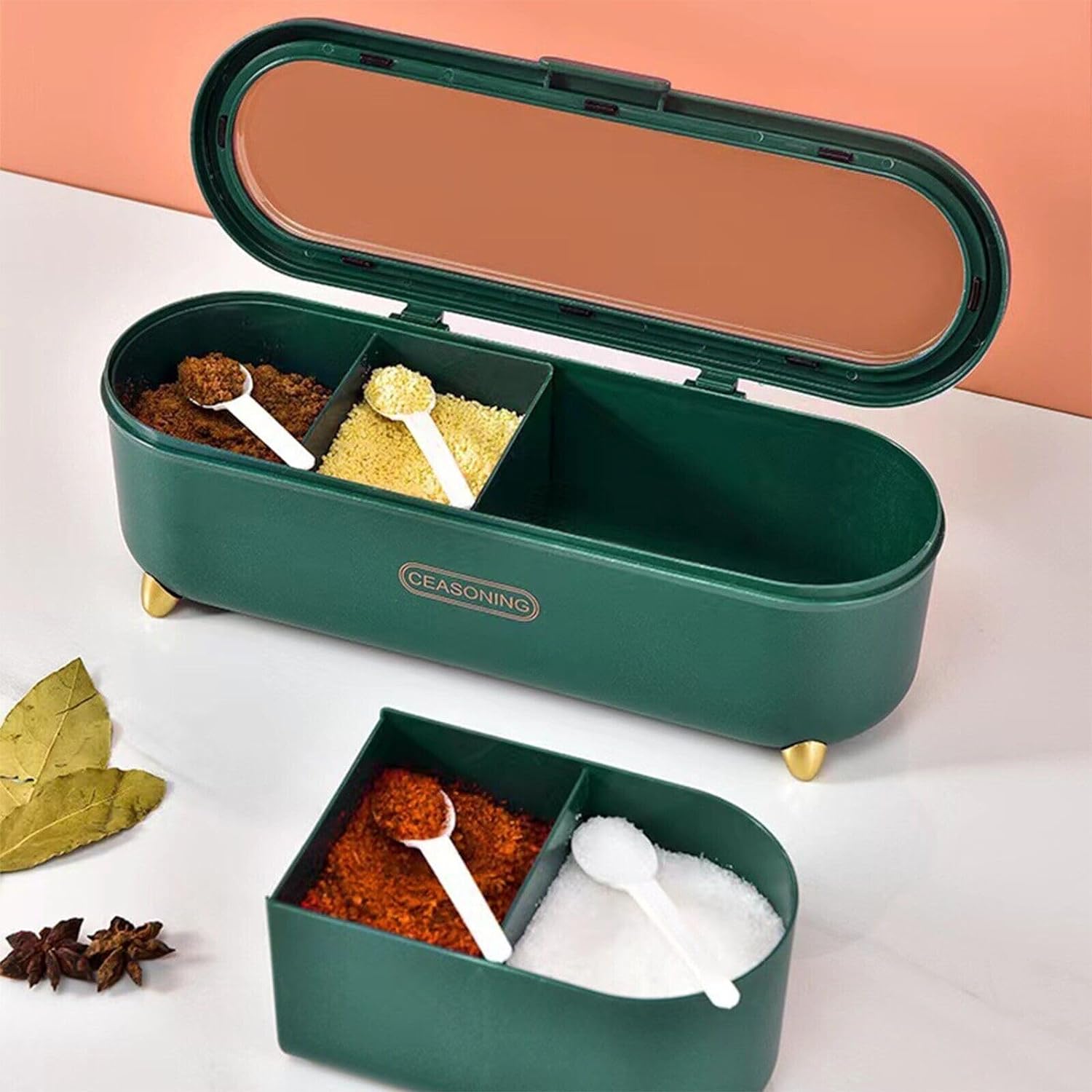 Cloyster Spice box kitchen household spice box jar combination set of seasoning box for 4-Compartment - View 3 of 6