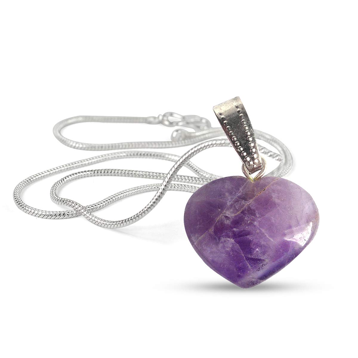 Crystu Natural Healing Stone Pendant Small Heart Shape Crystal Stone Pendant / Locket with Metal Chain for Reiki Healing and Crystal Healing Gemstone Size 15-20 mm Approx - View 5 of 5