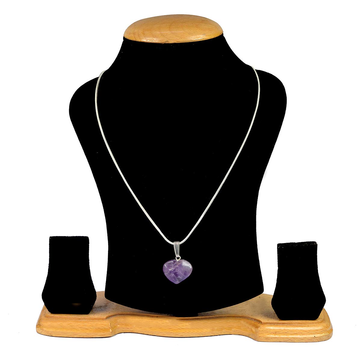 Crystu Natural Healing Stone Pendant Small Heart Shape Crystal Stone Pendant / Locket with Metal Chain for Reiki Healing and Crystal Healing Gemstone Size 15-20 mm Approx - View 3 of 5