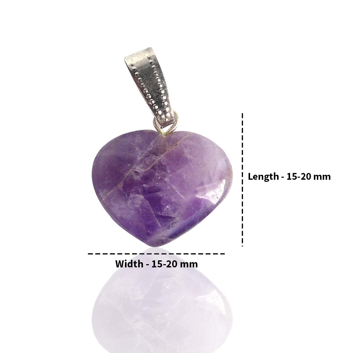 Crystu Natural Healing Stone Pendant Small Heart Shape Crystal Stone Pendant / Locket with Metal Chain for Reiki Healing and Crystal Healing Gemstone Size 15-20 mm Approx - View 2 of 5