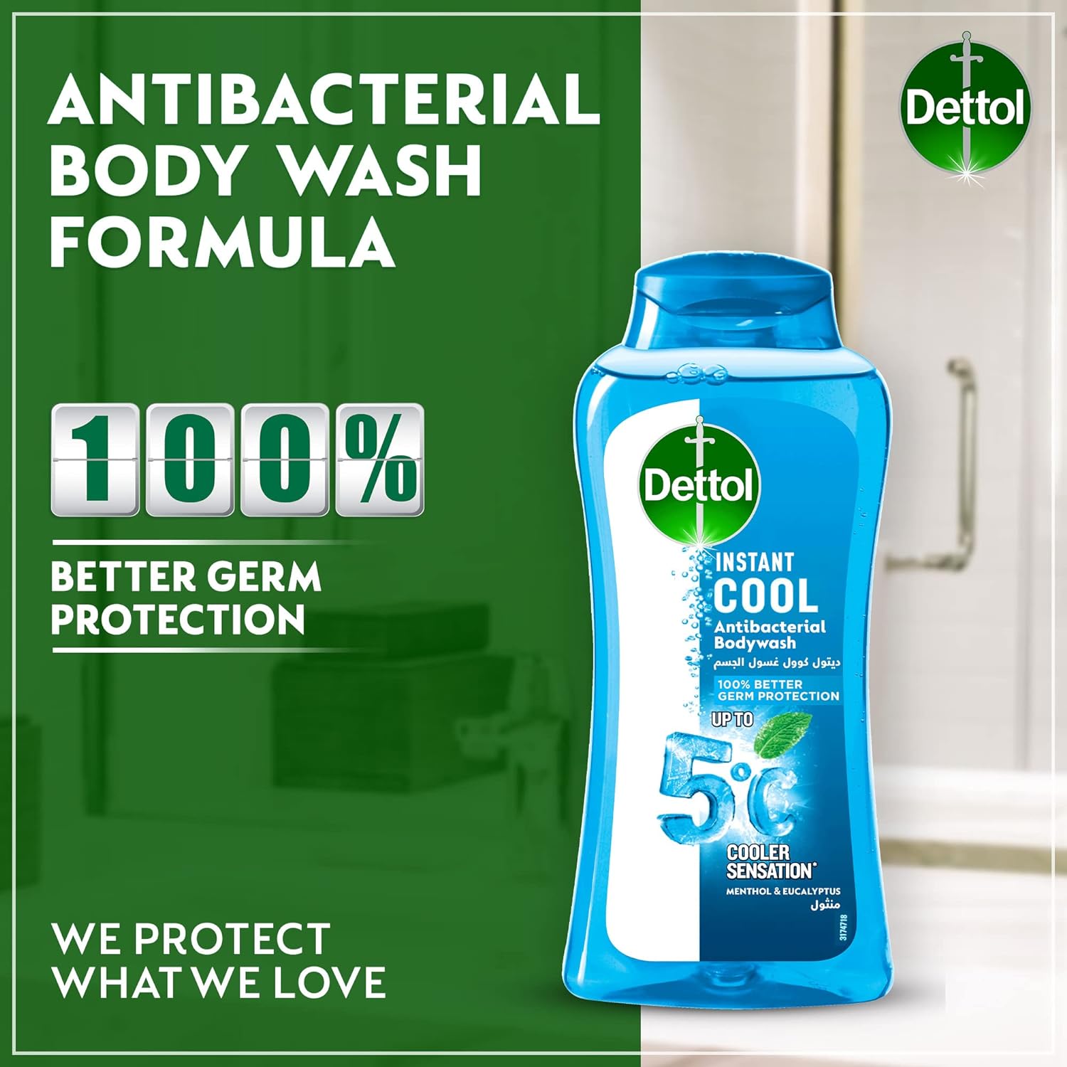 Dettol Cool Shower gel and Body wash, Menthol and Eucalyptus Fragrance, 250ml - View 2 of 5