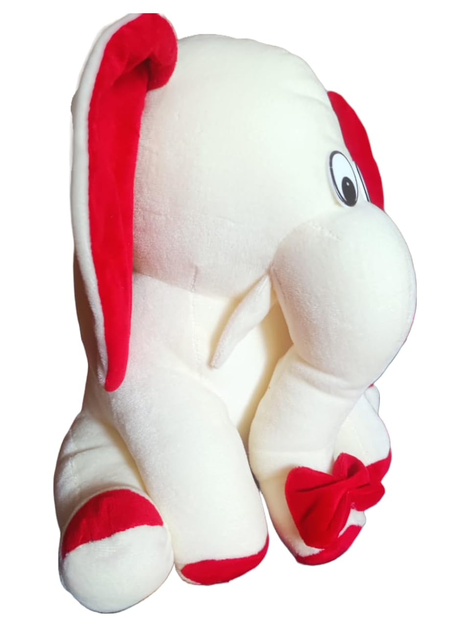 Madhuri Enterprises Elephant Soft Toy for Kids Lovable Huggable for Birthday, Babies &amp; Children - 40 cm (White &amp; Red) - View 2 of 4