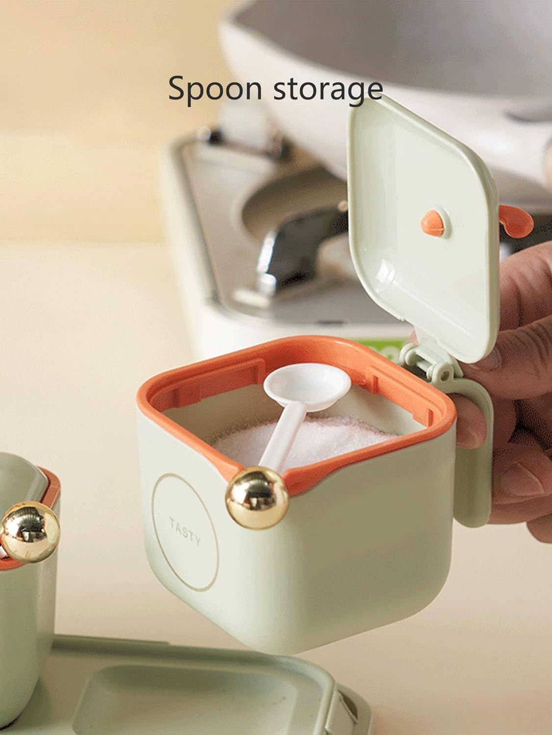 Scizor Household Kitchen Condiments Combination Set Condiment Dispenser Salt MSG Jar Seasoning Bottle Compartment Seasoning Box SAB - View 3 of 7