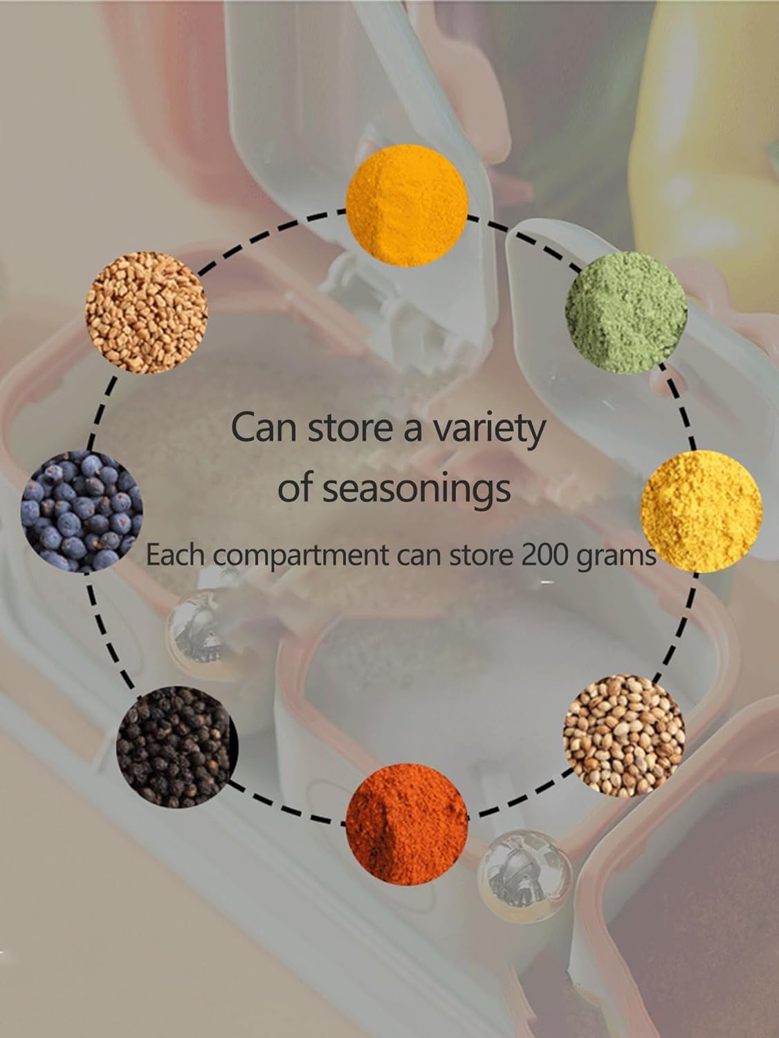 Scizor Household Kitchen Condiments Combination Set Condiment Dispenser Salt MSG Jar Seasoning Bottle Compartment Seasoning Box SAB - View 4 of 7