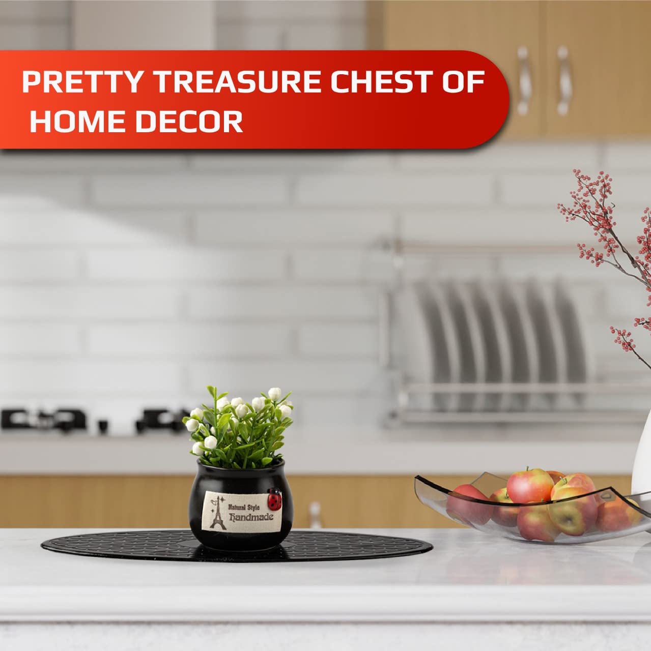 MOTOZOOP ® Car Dashboard Accessories adorable Flower Pot (BLACK) with Anti Slip Pad and Car Perfume Car Dashboard idols and Showpiece car Interior Accessories and gadgets - View 5 of 7