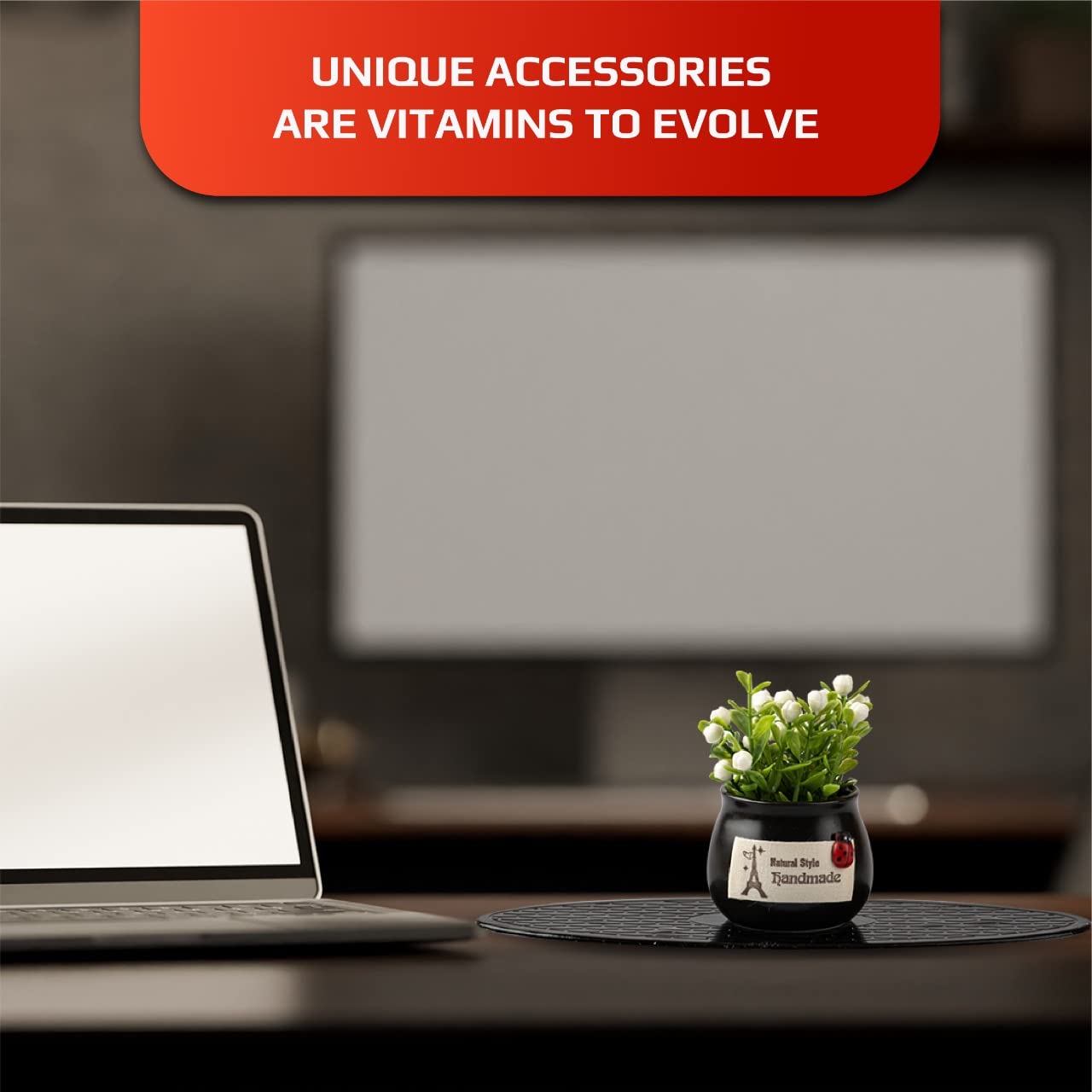 MOTOZOOP ® Car Dashboard Accessories adorable Flower Pot (BLACK) with Anti Slip Pad and Car Perfume Car Dashboard idols and Showpiece car Interior Accessories and gadgets - View 4 of 7